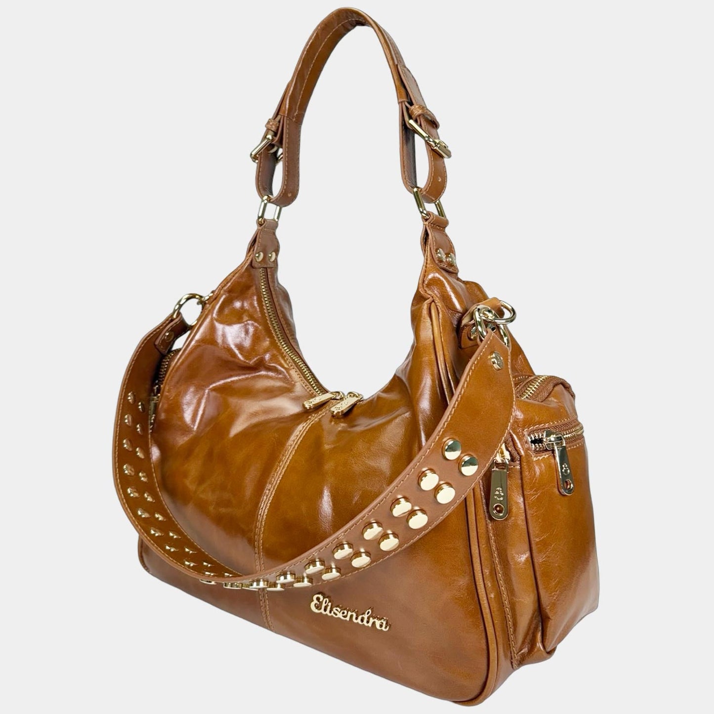 Borsa a spalla Saray Mia Miele Pelle Liscia Oro