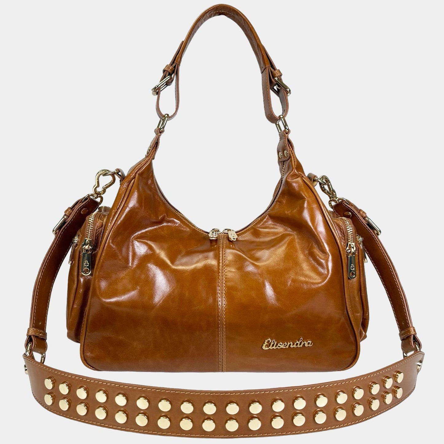Borsa a spalla Saray Mia Miele Pelle Liscia Oro