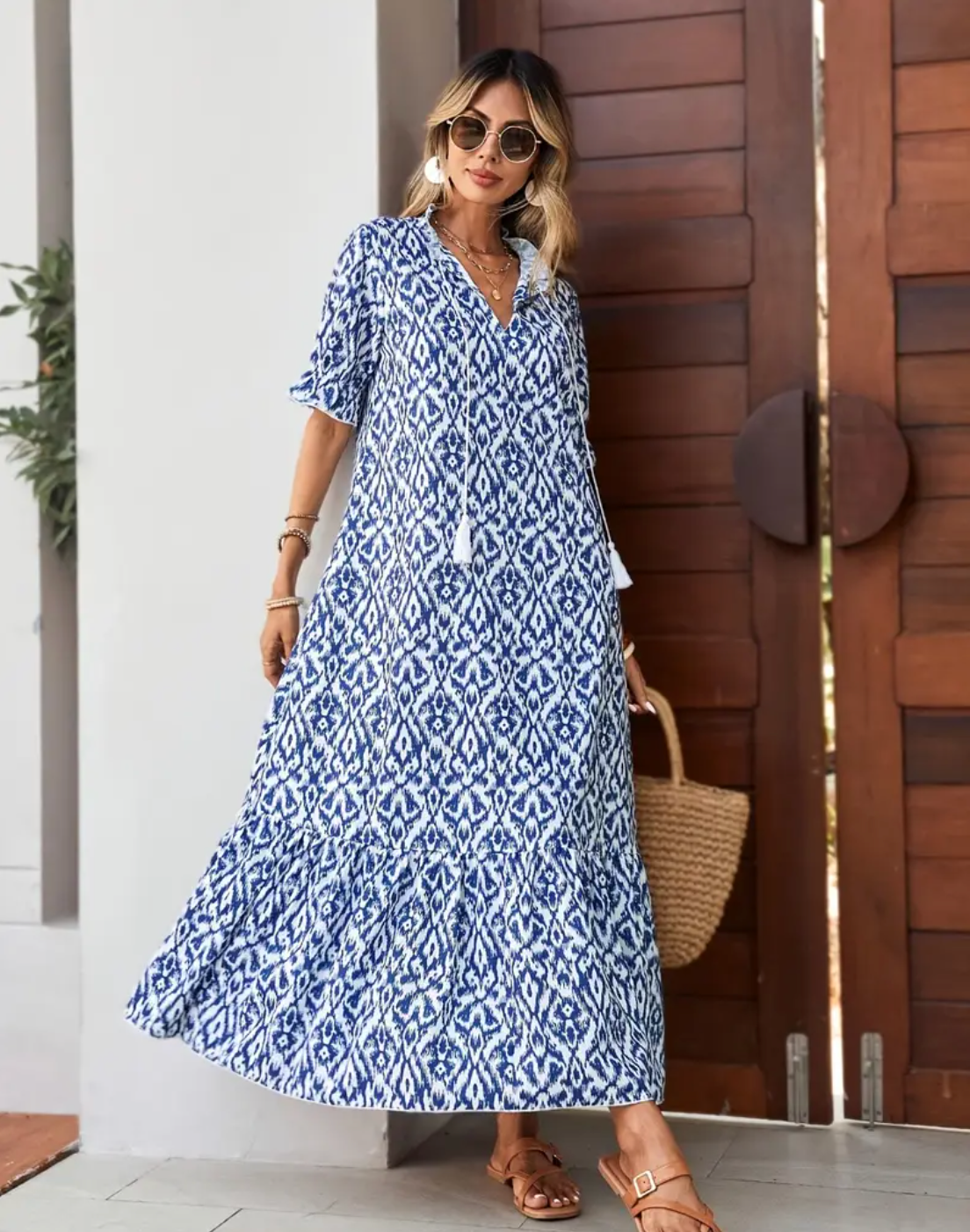 Abito Estivo Boho Vintage con Scollo a V