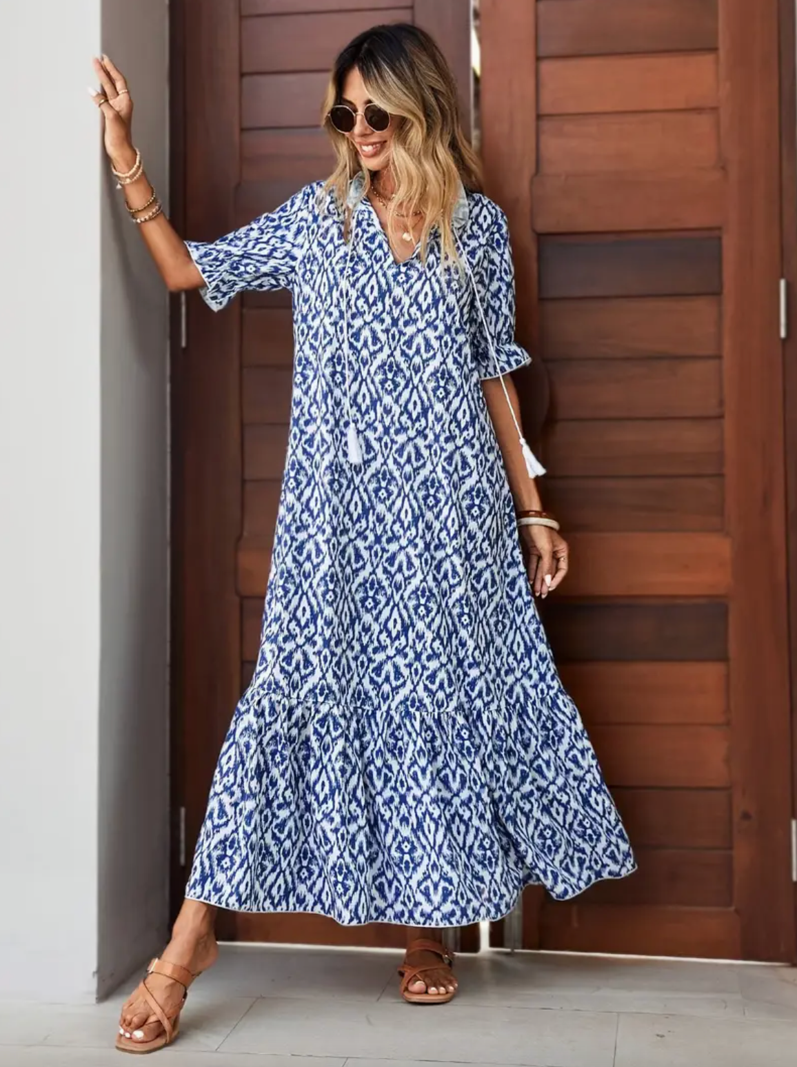 Abito Estivo Boho Vintage con Scollo a V