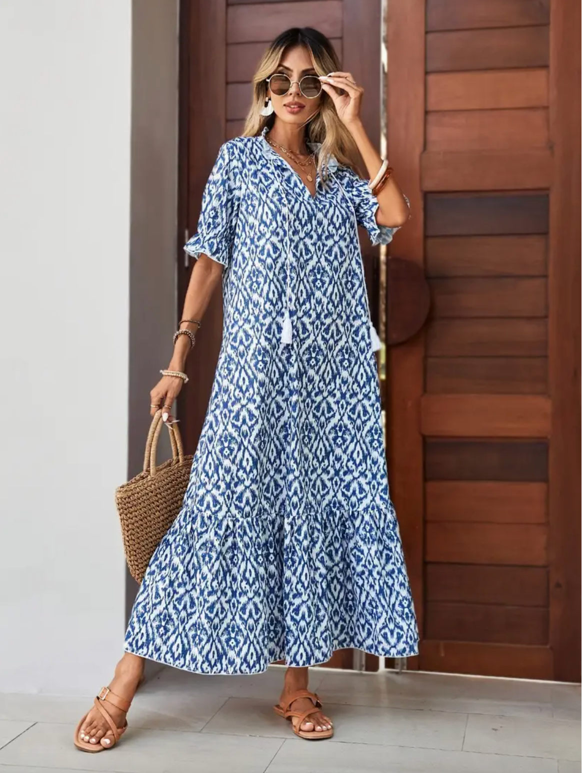 Abito Estivo Boho Vintage con Scollo a V